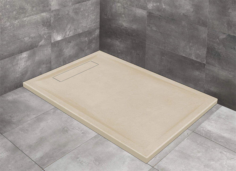 Radaway Doris F asszimetrikus műmárvány zuhanytálca 1400x900*40mm szifonnal, beige