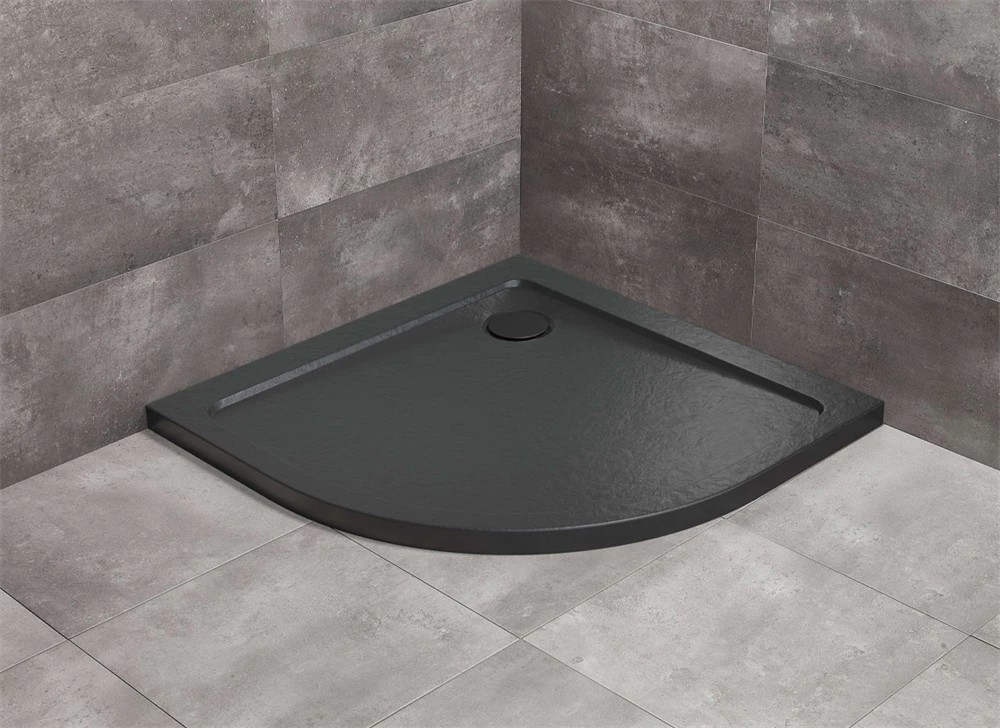 Radaway Doros Stone A akril zuhanytálca 800x800x45 mm, szifonnal, fekete