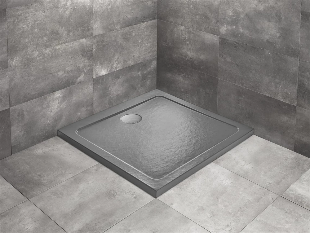 Radaway Doros Stone C akril zuhanytálca 1000x1000x50 mm, szifonnal, antracit