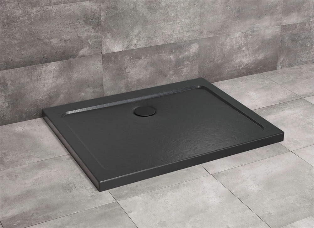 Radaway Doros Stone D akril zuhanytálca 1100x800x50 mm, szifonnal, fekete