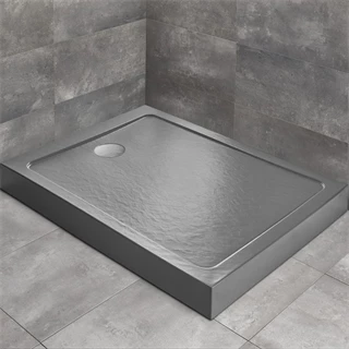 Radaway Doros Stone F zuhanytálca előlappal + ST90 szifon, 1000x800x120mm, antracit