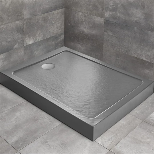 Radaway Doros Stone F zuhanytálca előlappal + ST90 szifon, 1000x800x120mm, antracit