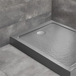 Radaway Doros Stone F zuhanytálca előlappal + ST90 szifon, 1000x800x120mm, antracit