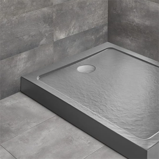 Radaway Doros Stone F zuhanytálca előlappal + ST90 szifon, 1000x800x120mm, antracit