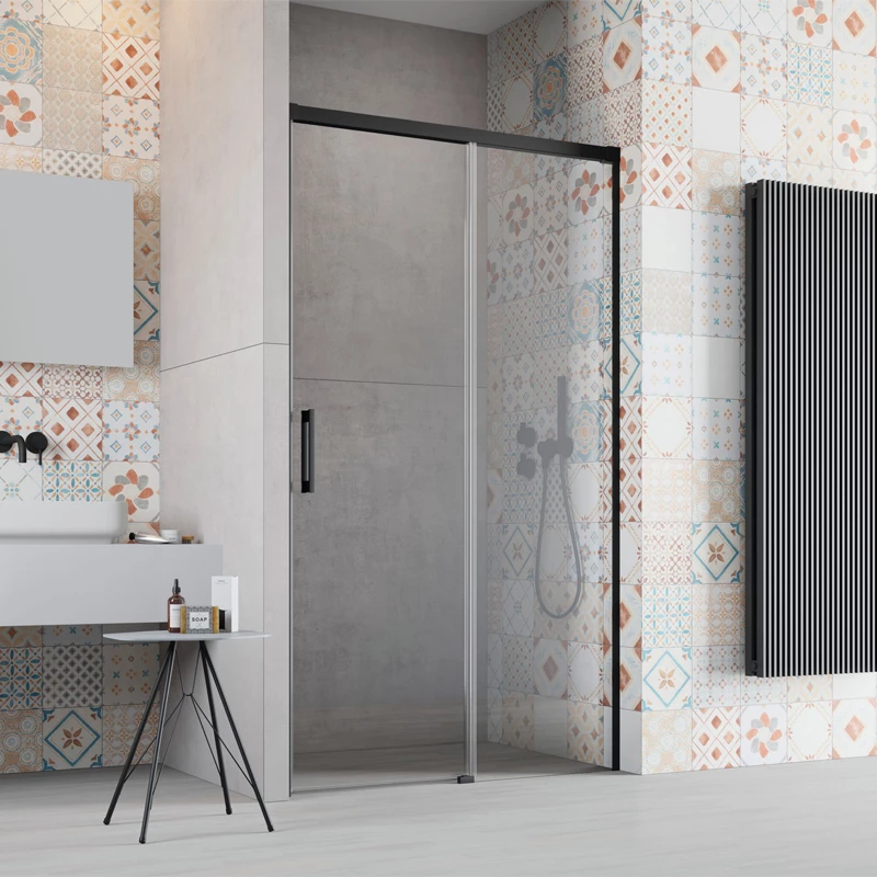 Radaway Ideal Black DWJ 130 tolóajtós zuhanyajtó, 1300x2005 mm, jobbos