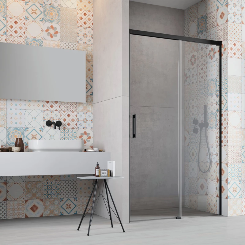 Radaway Ideal Black DWJ 130 tolóajtós zuhanyajtó, 1300x2005 mm, jobbos