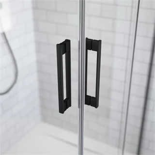Radaway Idea Black KDJ 140 B, balos zuhanyajtó, 1400x2005 mm, fekete/átlátszó üveg