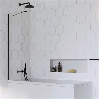 Radaway Idea Black PNJ 80 kádparaván, 800x1500 mm, 6 mm-es üveg, EasyClean bevonat, matt fekete