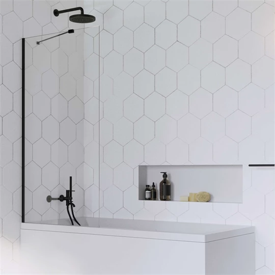 Radaway Idea Black PNJ 80 kádparaván, 800x1500 mm, 6 mm-es üveg, EasyClean bevonat, matt fekete