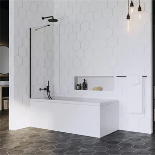 Radaway Idea Black PNJ 80 kádparaván, 800x1500 mm, 6 mm-es üveg, EasyClean bevonat, matt fekete