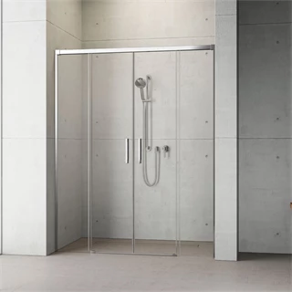Radaway Idea DWD 1600*2000mm két irányba nyíló tolóajtó(belépés középen), átl. bizt. edzet üveg , króm jellegű felület