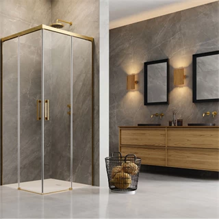 Radaway Idea Gold KDD jobbos 800*800*2000mm, saroktolós zuhanyajtó, arany