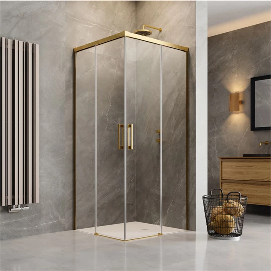 Radaway Idea Gold KDD jobbos 800*800*2000mm, saroktolós zuhanyajtó, arany