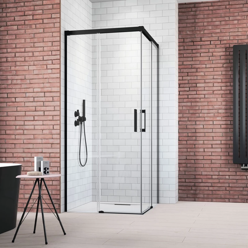 Radaway Idea KDD Black Edition zuhanykabin jobb oldali tolóajtós elem 900*2005/6mm, fekete szerelvények, átlátszó üveg