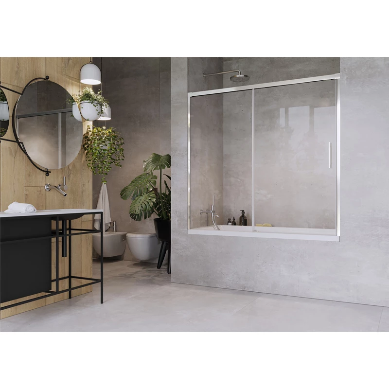 Radaway Idea PN DWJ 140 B tolóajtós kádparaván, 1400x1505 mm, átlátszó üveggel, balos változat