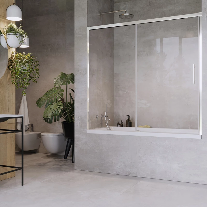 Radaway Idea PN DWJ 140 B tolóajtós kádparaván, 1400x1505 mm, átlátszó üveggel, balos változat