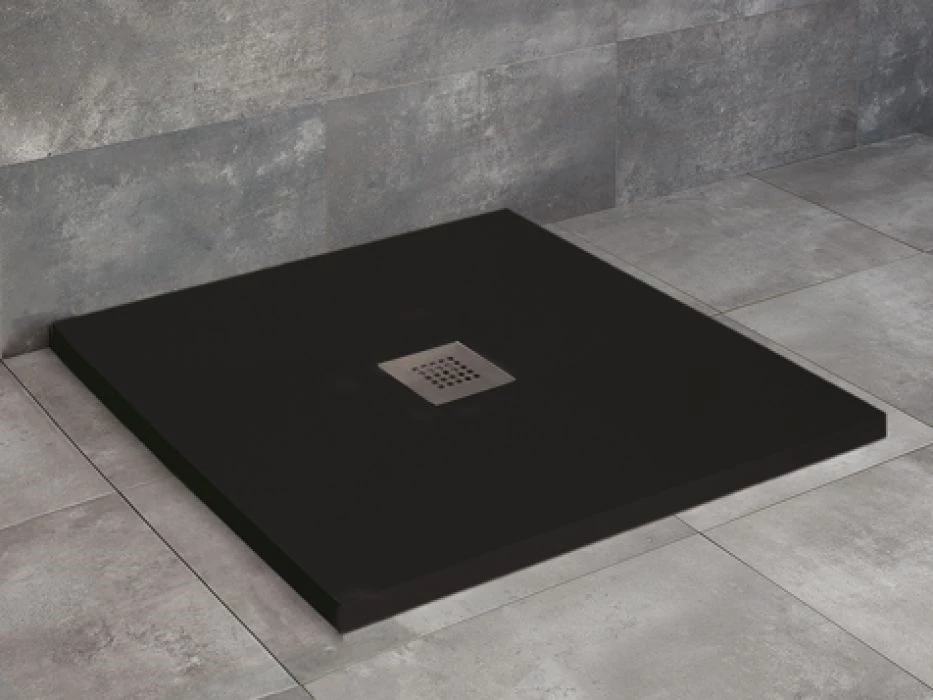 Radaway Kios C 80x80 műmárvány zuhanytálca fekete /króm ráccsal +HS1 szifon