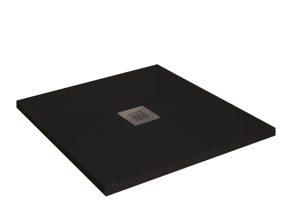 Radaway Kios C 80x80 műmárvány zuhanytálca fekete /króm ráccsal +HS1 szifon