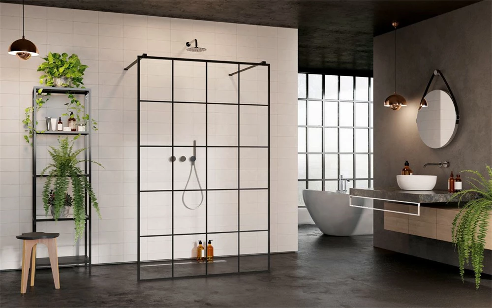 Radaway Modo New Black I Factory 120 Walk-in fekete zuhanyfal,1200x2000 