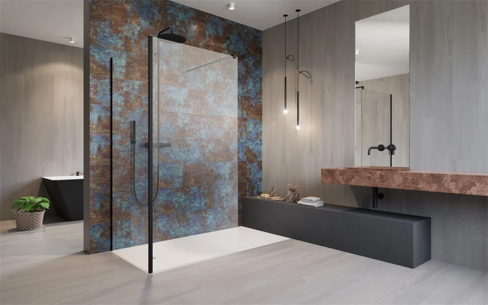 Radaway Modo New Black IV 100 Walk-in fekete zuhanyfal, 1000x2000 mm átlátszó