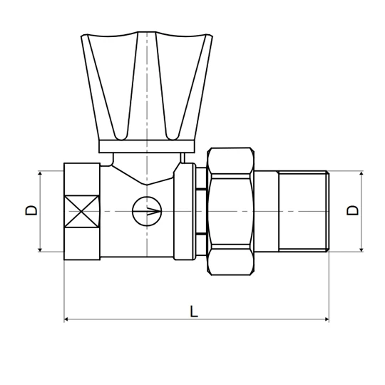 Radiátor szelep 1/2" előre egyenes, G 1/2" DN15 VE-4524, Slovarm