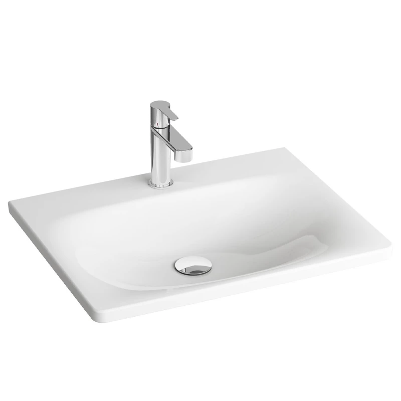 Ravak Balance kerámia mosdó 800*465*30mm, csaplyukkal, túlfolyó nélkül, fehér felület