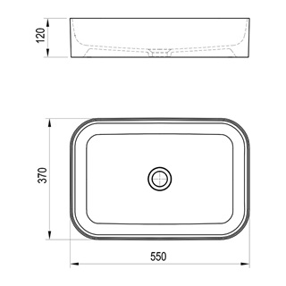 Ravak Ceramic Slim R pultra építhető kerámia mosdó 550*370*120mm,túlfolyó nélkül