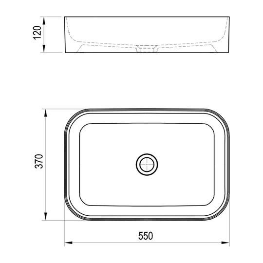 Ravak Ceramic Slim R pultra építhető kerámia mosdó 550*370*120mm,túlfolyó nélkül