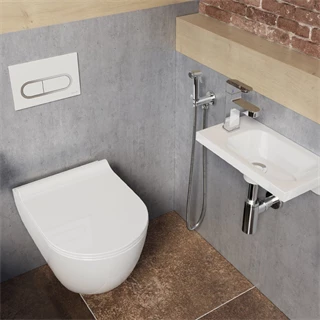 Ravak Chrome kézmosó, 400x220 mm, balos, öntött műmárvány, csaplyukkal, túlfolyó nélkül