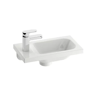Ravak Chrome kézmosó, 400x220 mm, balos, öntött műmárvány, csaplyukkal, túlfolyó nélkül