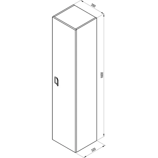 Ravak Comfort fali magas szekrény 350*1600*320mm, fordítható nyitásirány, magasfényű fehér, fehér