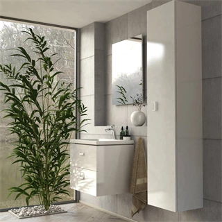 Ravak Comfort fali magas szekrény 350*1600*320mm, fordítható nyitásirány, magasfényű fehér, fehér