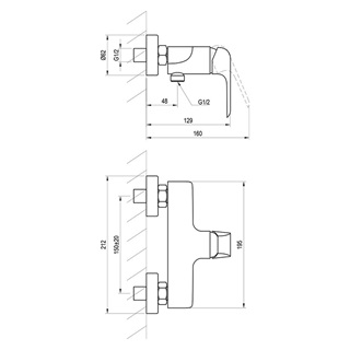 Ravak FLAT FL 032.20/150 zuhanycsaptelep, 150 mm, fekete