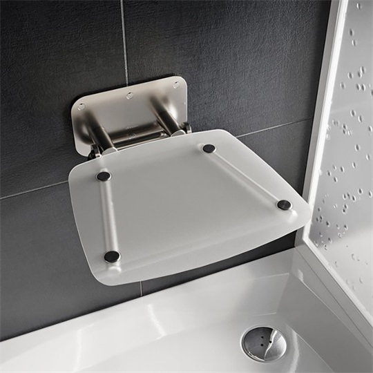 Ravak OVO-B II Clear lehajtható zuhanyülőke, rozsdamentes vázszerkezet, áttetsző műanyag ülő felület