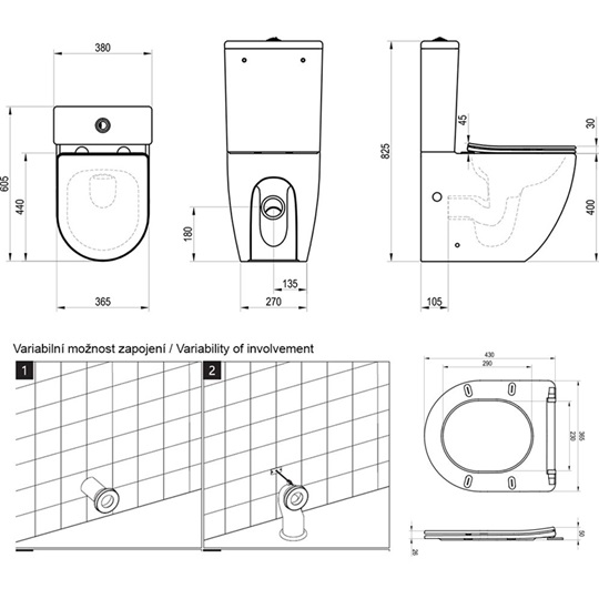 Ravak Optima RimOff monoblokkos WC, ülőkével