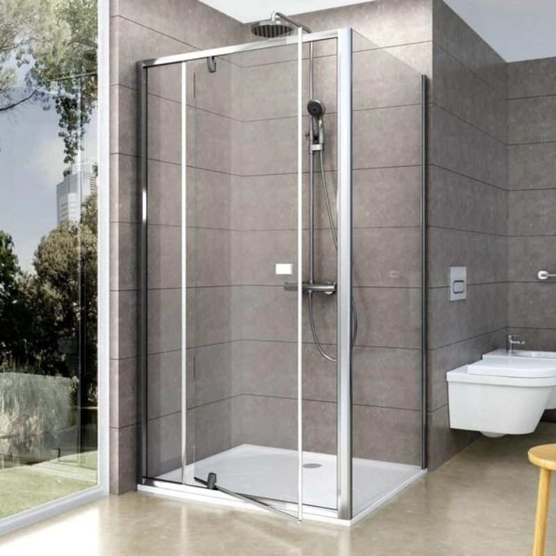 Ravak Pivot PPS-90 fix oldalfal szatén keret, transparent üveg, 870-895x1900 mm