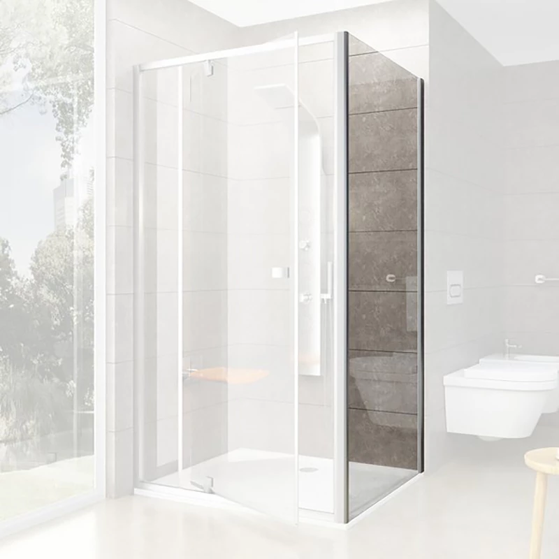 Ravak Pivot PPS-90 fix oldalfal szatén keret, transparent üveg, 870-895x1900 mm