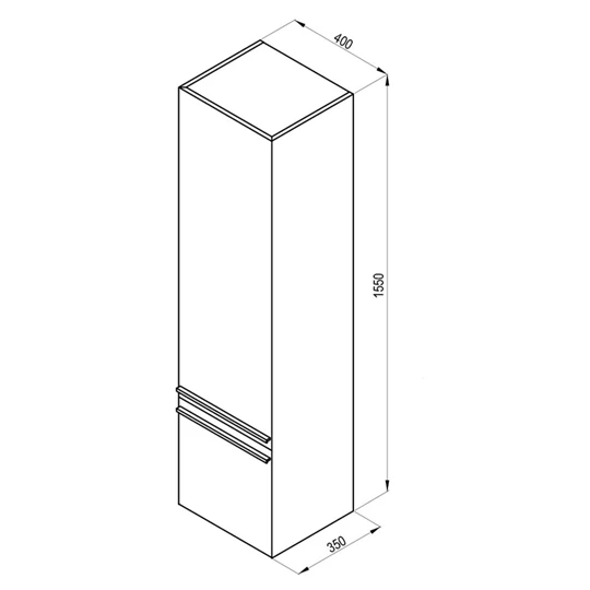 Ravak SB 400 Clear magas szekrény, balos, fehér/cseresznye, 400x1550x350 mm