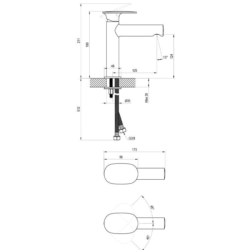 Ravak Spring Álló mosdócsaptelep 190 mm, leeresztő nélkül - króm SG 012.00CR