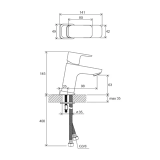 Ravak TD F 012.20BL álló 140 mm-es mosdócsaptelep leeresztő nélkül, matt fekete