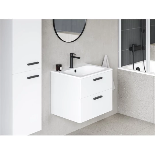 Ravak fürdőszobai szekrény SD 700 Chrome II fehér/fehér, fekete fogantyúval 152mm