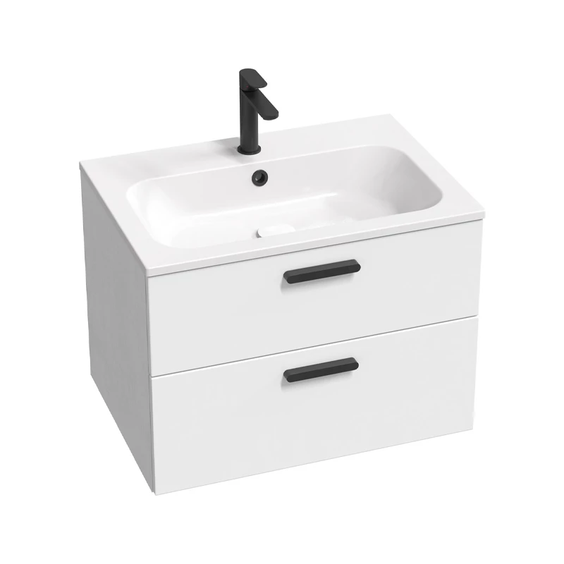 Ravak fürdőszobai szekrény SD 700 Chrome II fehér/fehér, fekete fogantyúval 152mm