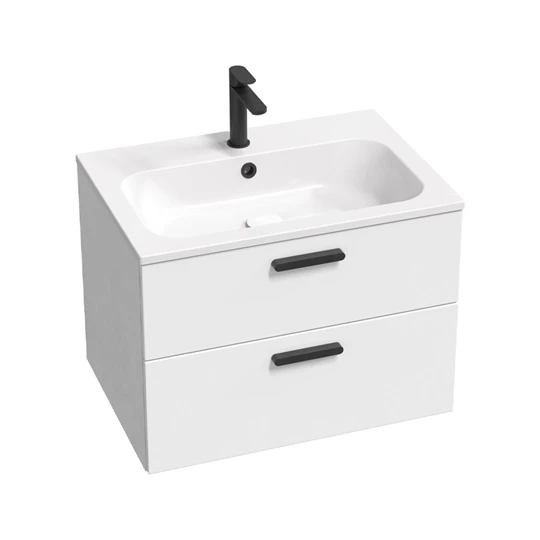 Ravak fürdőszobai szekrény SD 700 Chrome II fehér/fehér, fekete fogantyúval 152mm