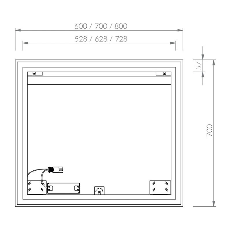 Ravak fürdőszobai tükör Oblong 600x700 világítással