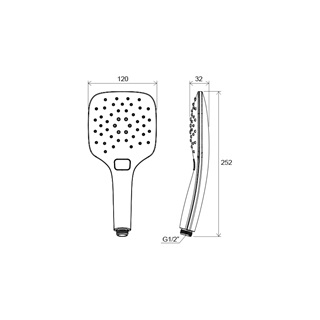 Ravak kézi zuhanyfej Air, 3 funkció - fekete,  120 mm 958.20