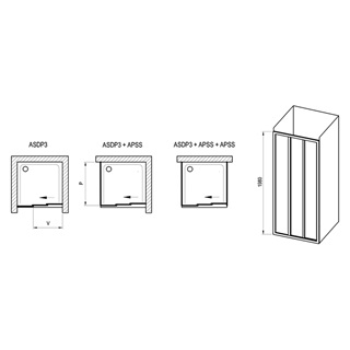 Ravak ASDP3-130-198 zuhanyajtó szatén+Transparent üveg