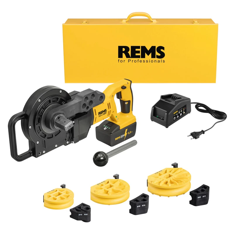 Rems Akku-Curvo 22V elektromos csőhajlító készlet 15-18-22-28 akkumulátorral és töltővel