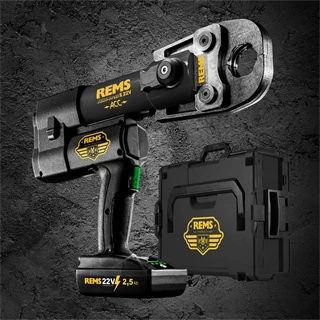 Rems Akku-Press E 22 V ACC meghajtógép 21,6V Akku Li-lon 21,6V 2,5Ah gyorstöltő készülék 100-240V,50-60Hz
