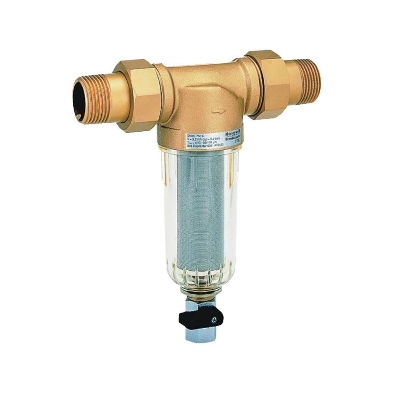 Honeywell Resideo Braukmann ivóvíz szűrő MiniPlus, átlátszó csésze, RM.100mikr. szűrő, 3/4", KM+holl., PN16, max 40°C