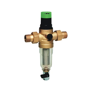 Honeywell Resideo Braukmann ivóvíz szűrő+nyomásszab. kombináció MiniPlus, átl. csésze, 1", KM+hollander, PN16, max 40°C